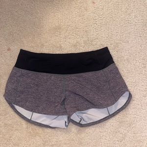 Lululemon speed-up grey shorts, size 2. Pretty good condition.